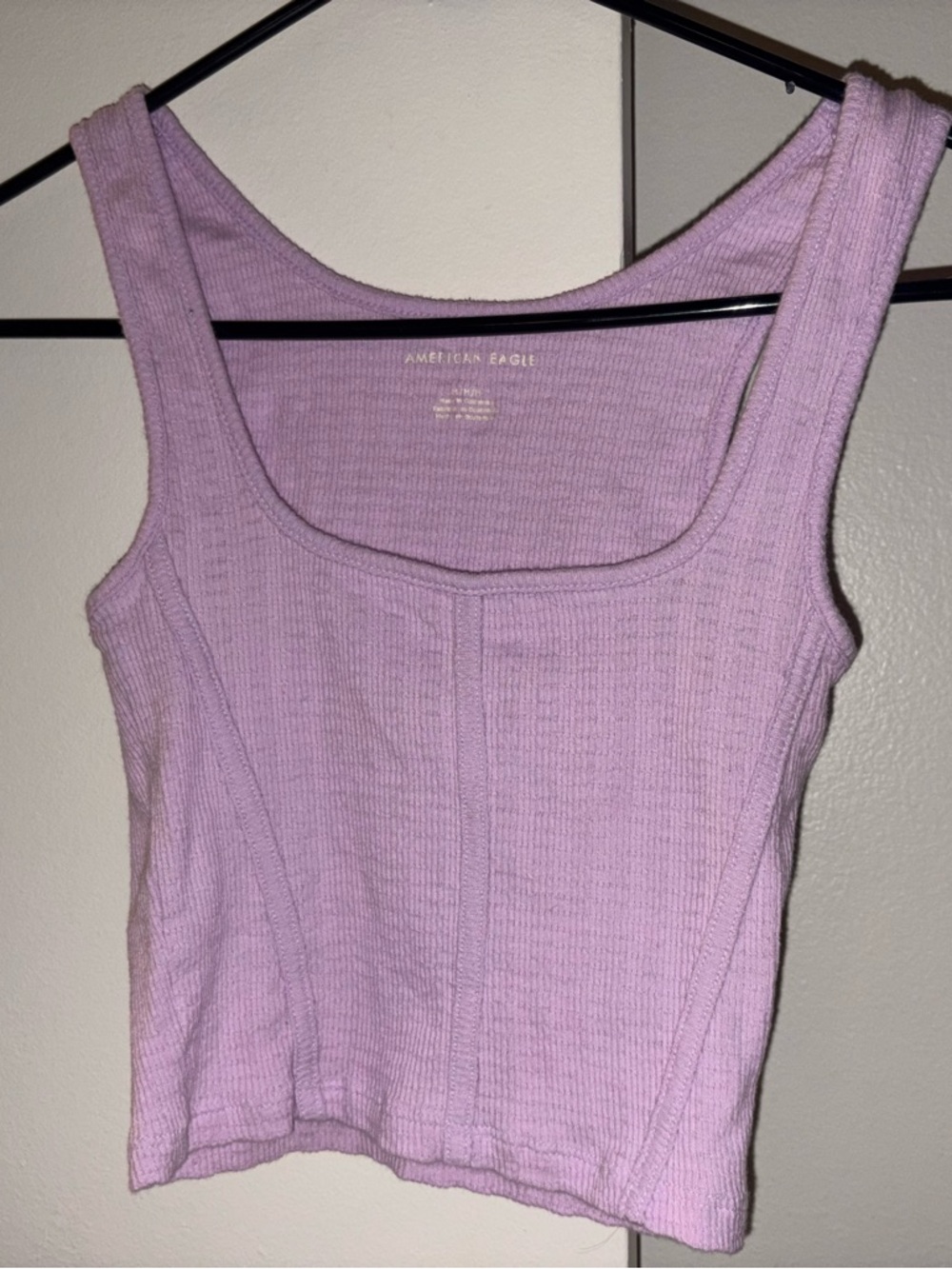 American Eagle Ribbed Scoop Neck Cropped Tank Top - Lavender